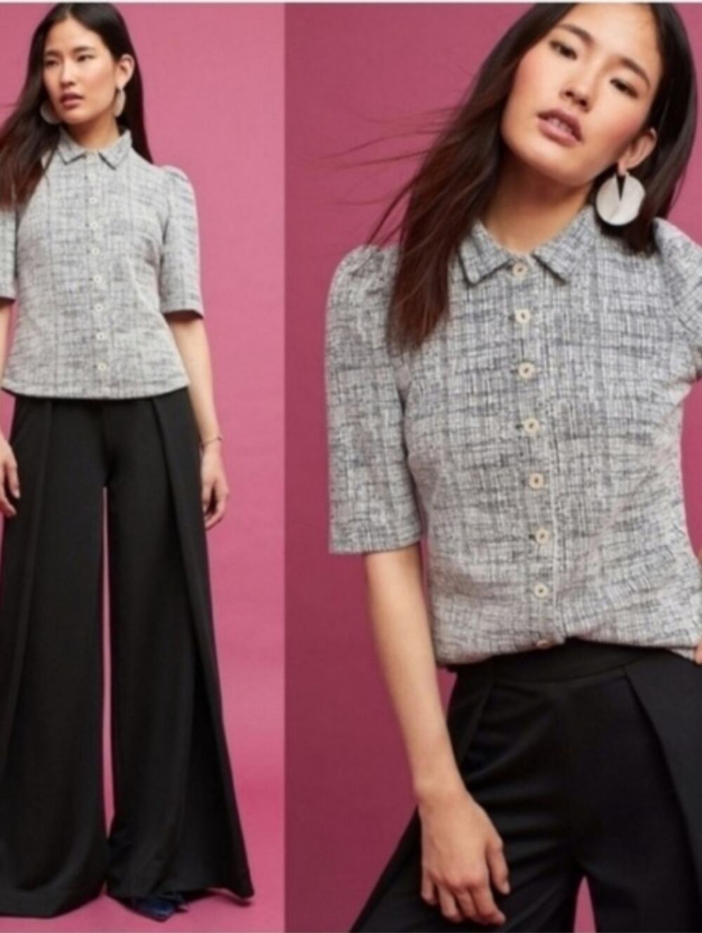ANTHROPOLOGIE Vanessa Virginia Puff-Sleeve Buttondown Top